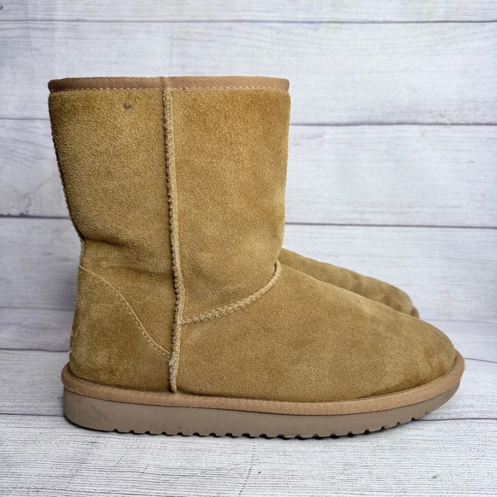 Koolaburra by UGG Victoria Short Chestnut Suede Boots Womens 8 Tan 1017090